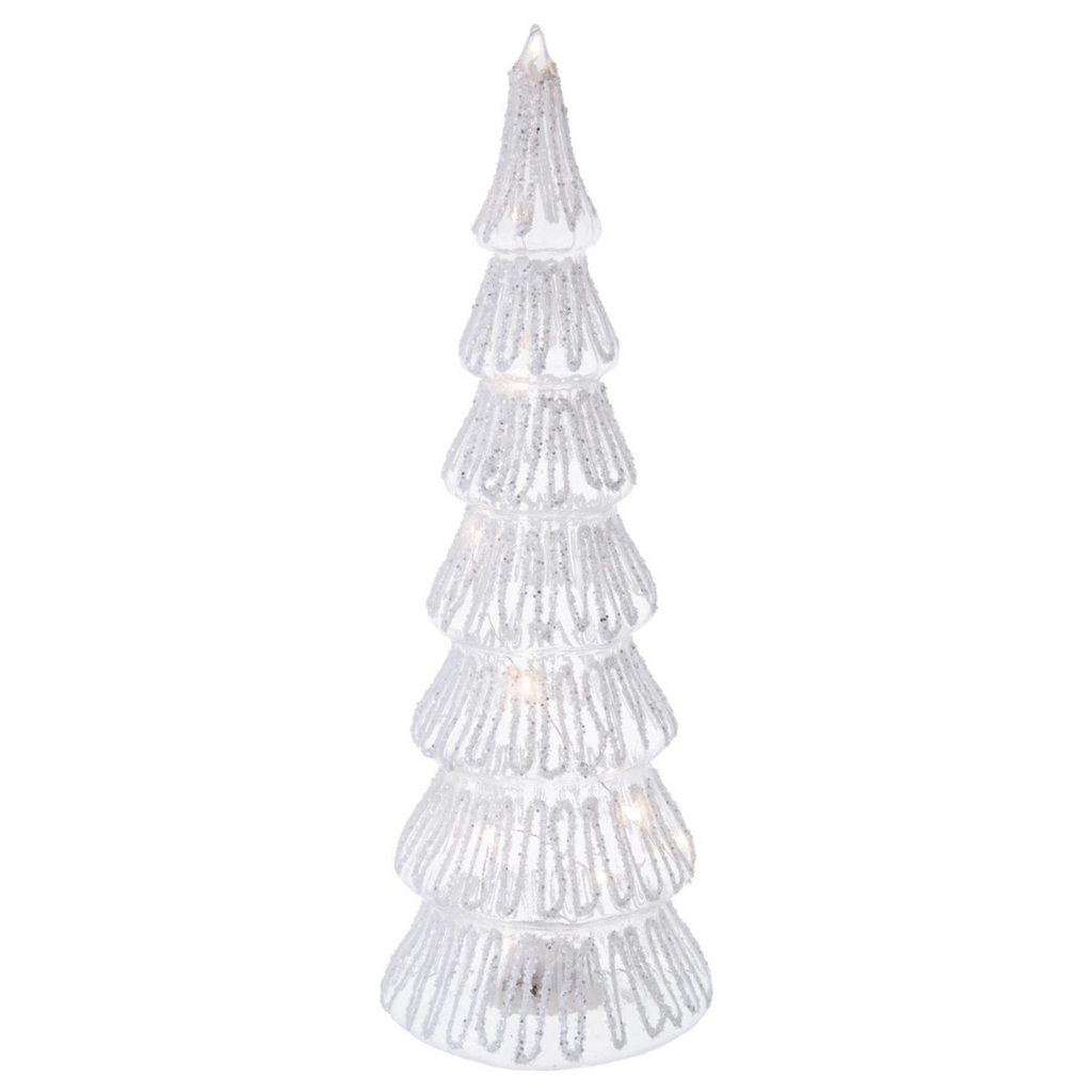 Lighted Glass Glitter Tree, 12.6"H - Monogram Market