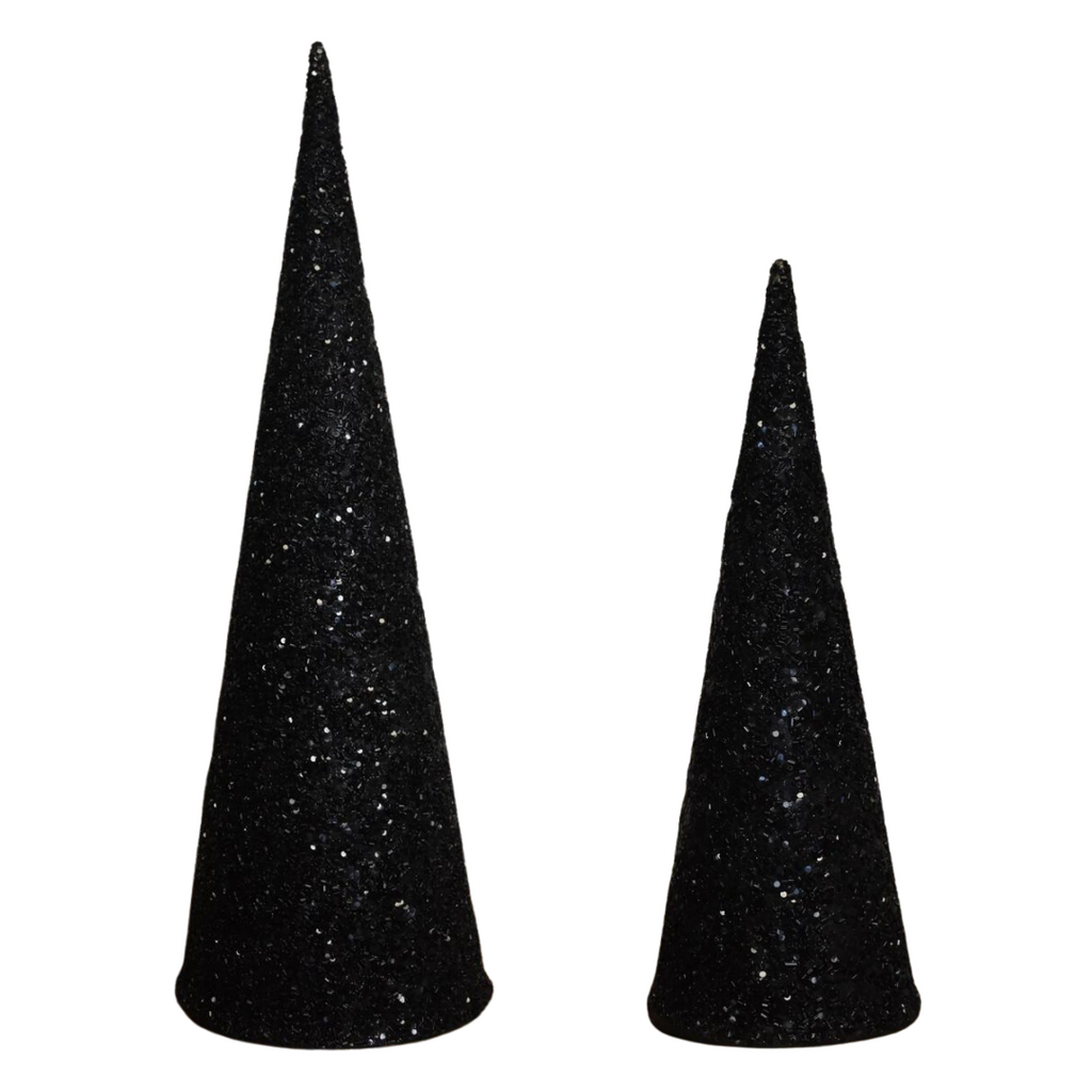 Glass Beaded Cone Trees, BLACK - Monogram Market