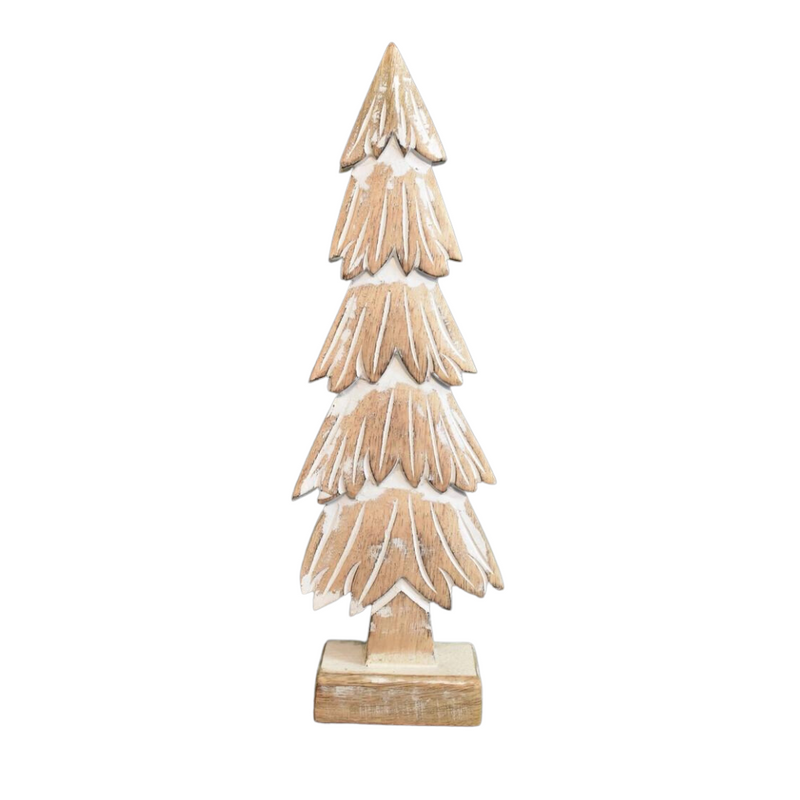 Whitewashed Wooden Pine Tree, 12.5"H - Monogram Market