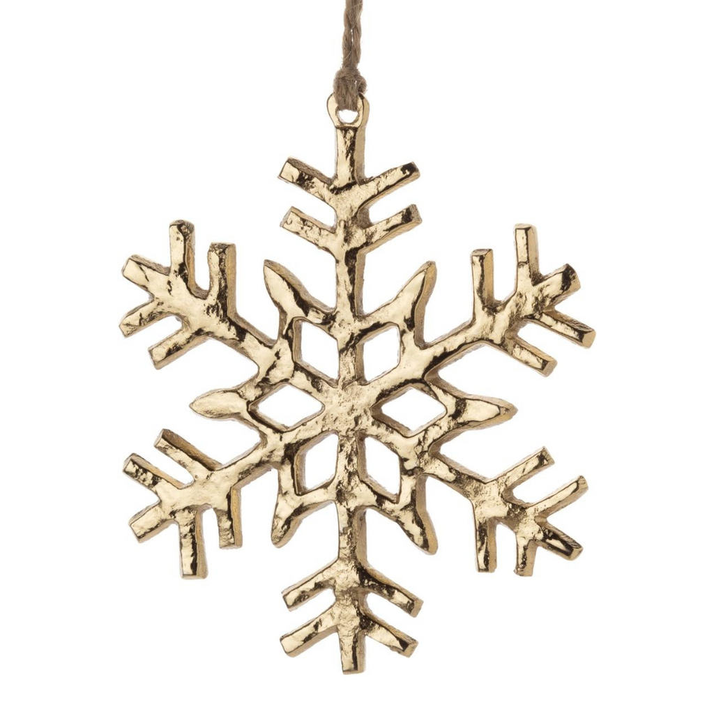 Cast Metal Snowflake Ornament - Gold, 4" - Monogram Market