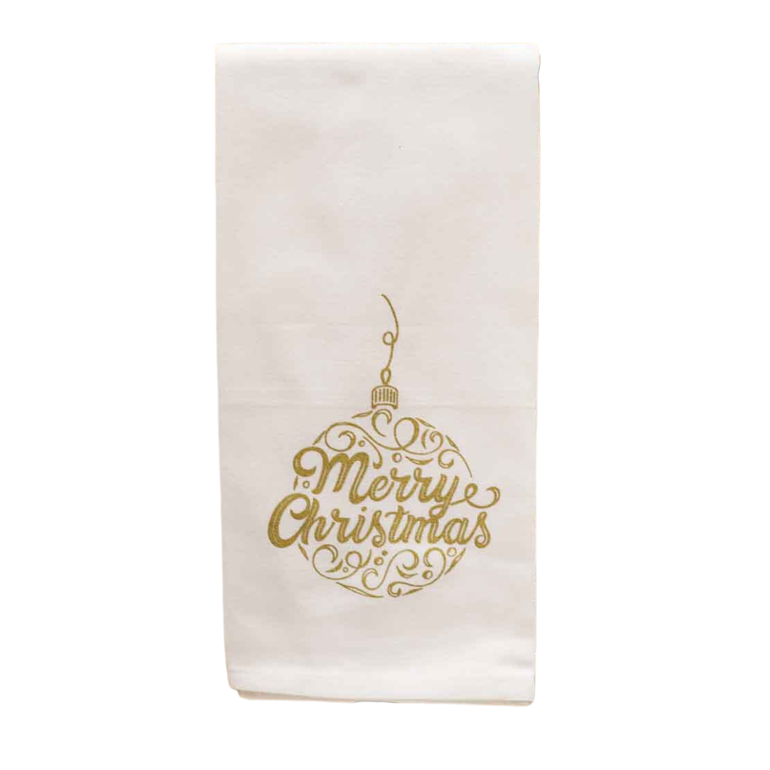 Merry Ornament Script Hand Towel