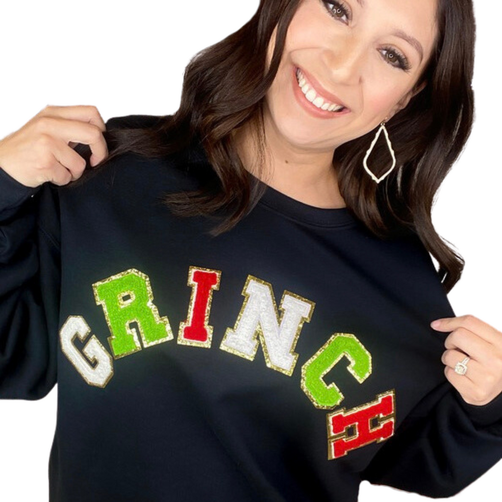 Chenille Letter Sweatshirt, GRINCH - Monogram Market