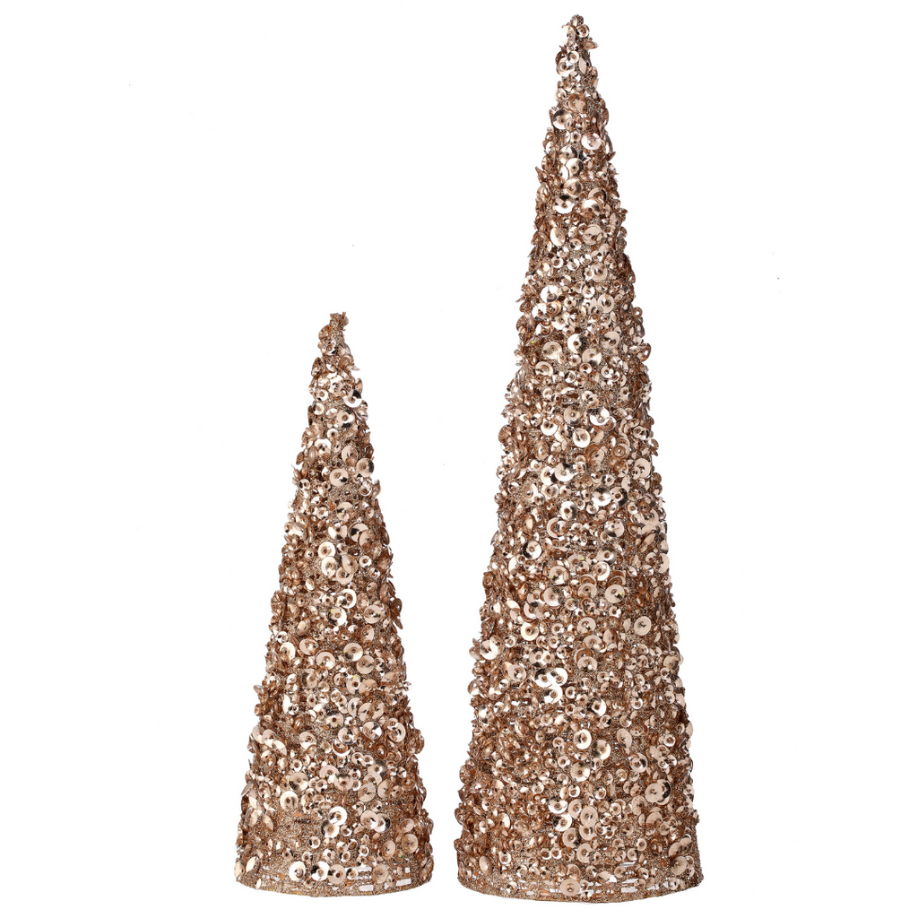 Glamour Sequin Cone Trees, Champagne - Monogram Market