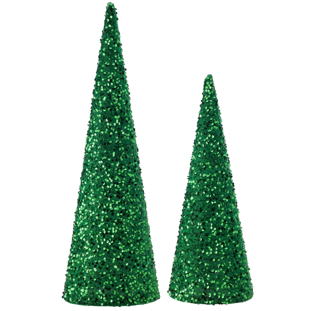 Glamour Sequin Cone Trees, Green - Monogram Market