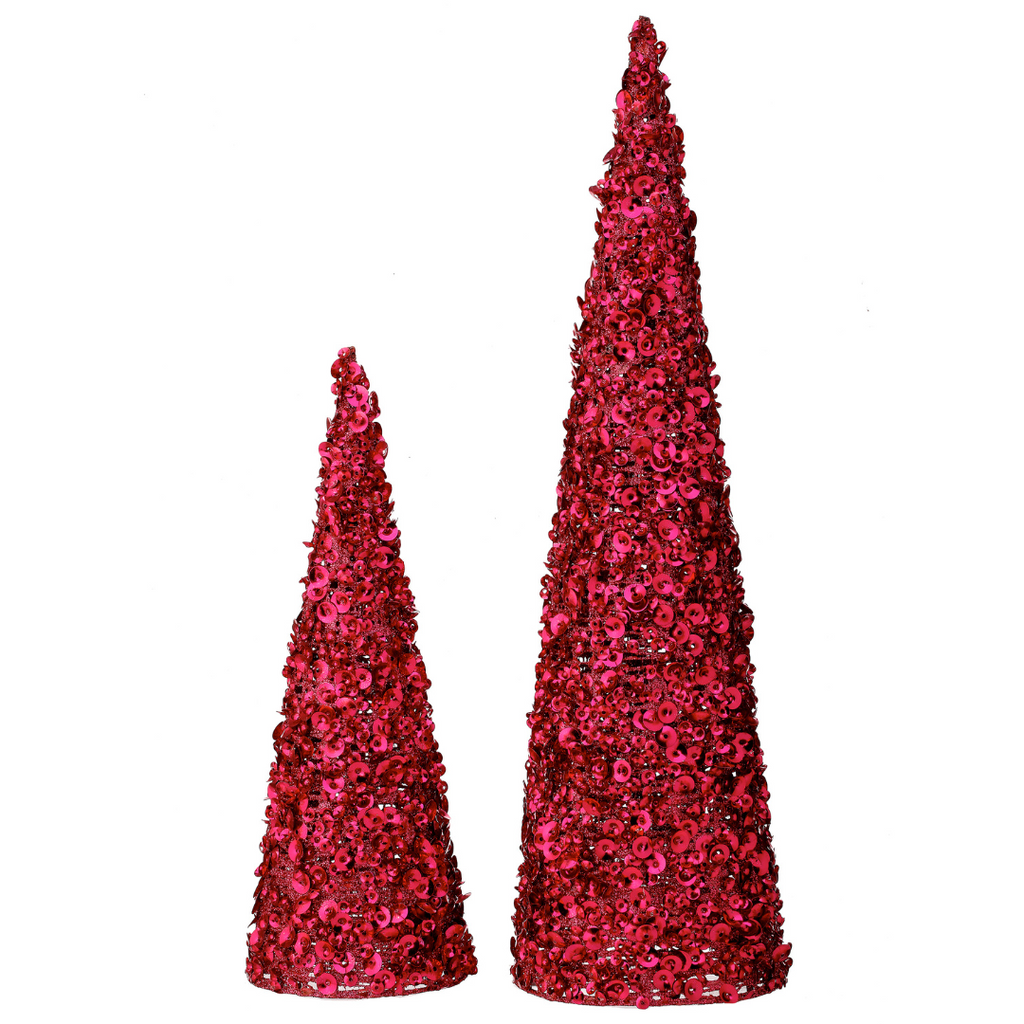 Glamour Sequin Cone Trees, Hot Pink - Monogram Market