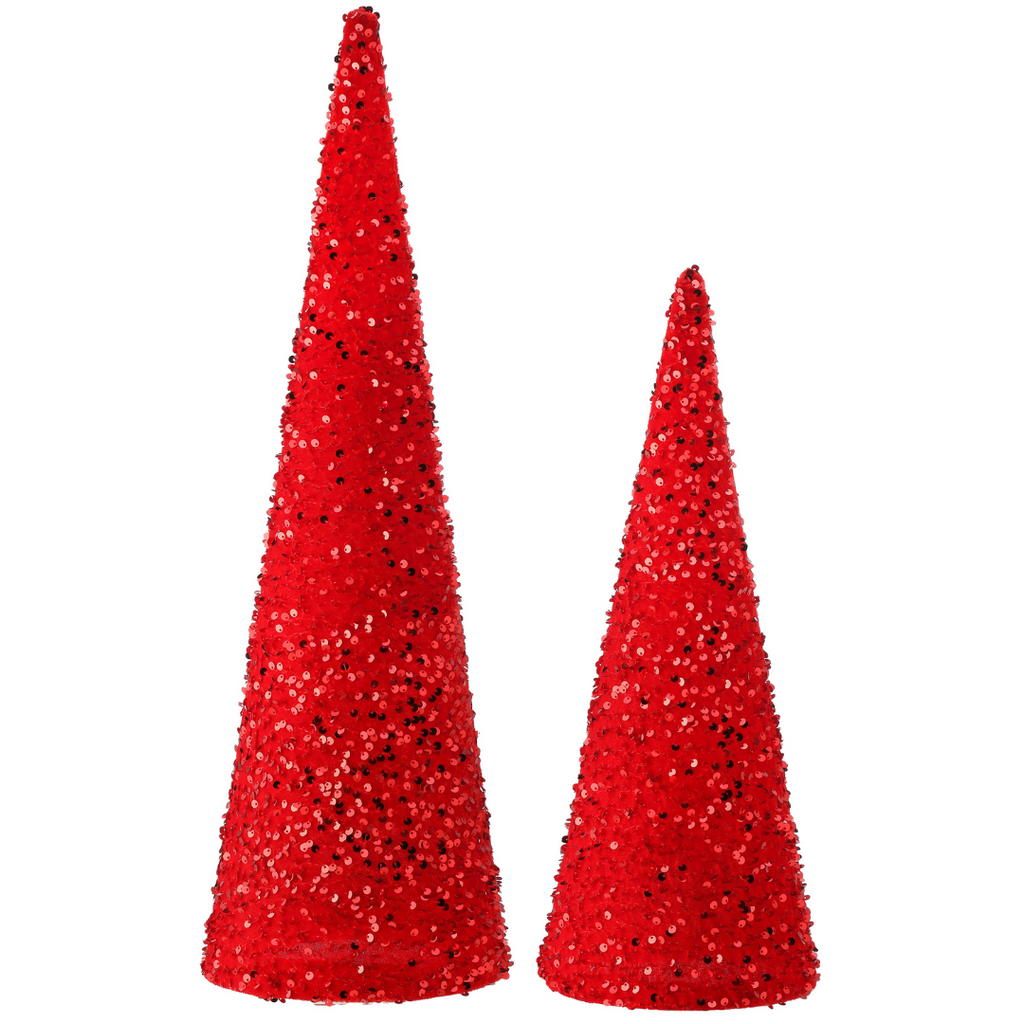 Glamour Sequin Cone Trees, Red - Monogram Market