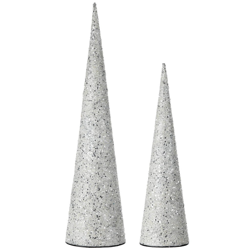 Gatsby Beaded Cone Trees, Silver - Monogram Market