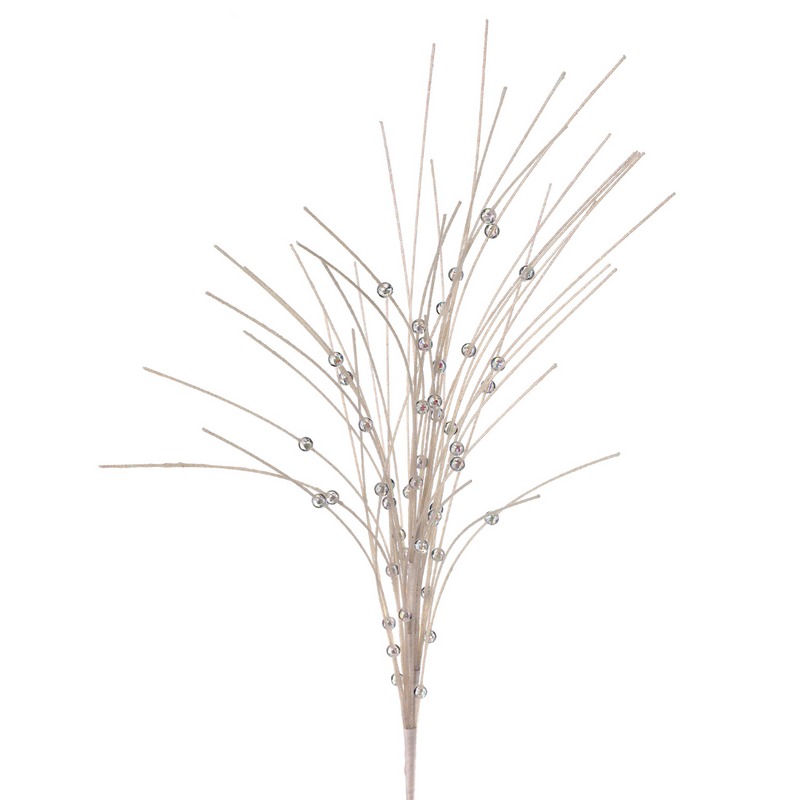 Glitter Beaded Grass Spray - White, 27" - Monogram Market