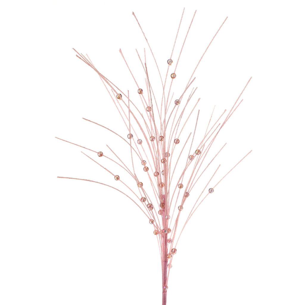 Glitter Beaded Grass Spray - Pink, 27" - Monogram Market