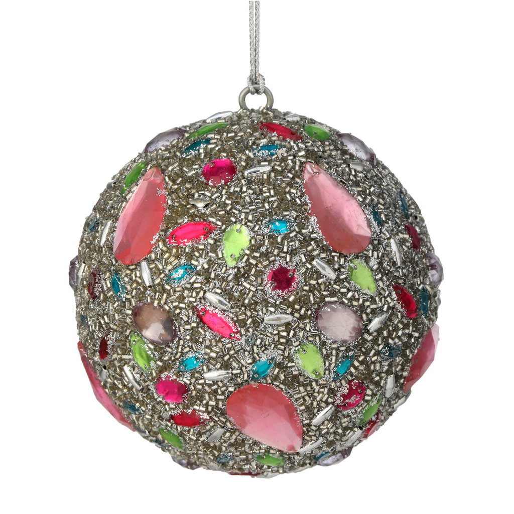 Multi Colored Gems Ball Ornament, 4" - Monogram Market