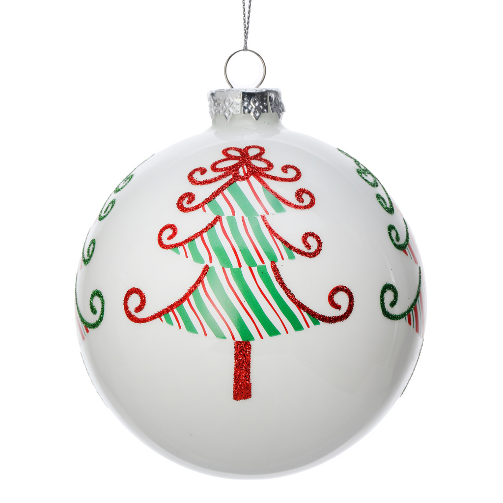 Glass Scroll Tree Ball Ornament, 4" - Monogram Market