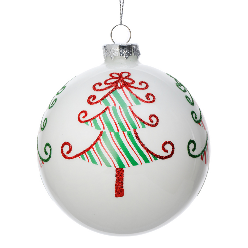 Glass Scroll Tree Ball Ornament, 4" - Monogram Market