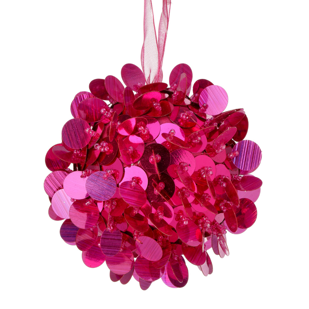 Sequin Retro Ball Ornament - Hot Pink, 3" - Monogram Market