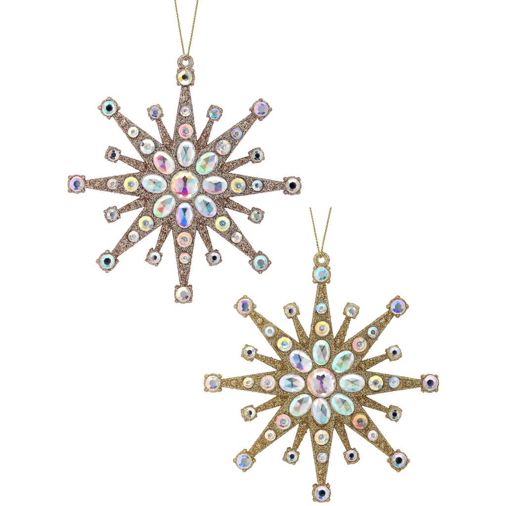 Jeweled Snowflake Ornaments, 4.8" - Monogram Market
