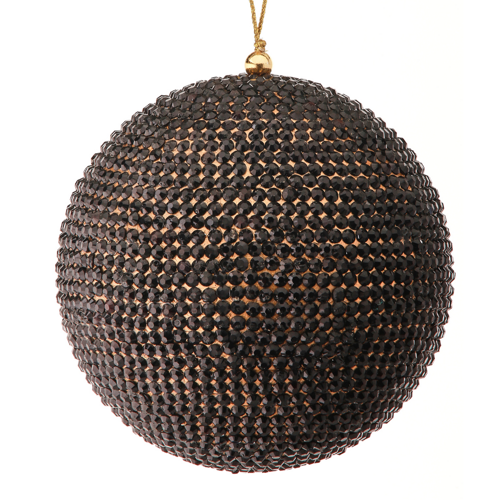 Mini Faceted Jewel Ball Ornament - Black & Gold, 4" - Monogram Market