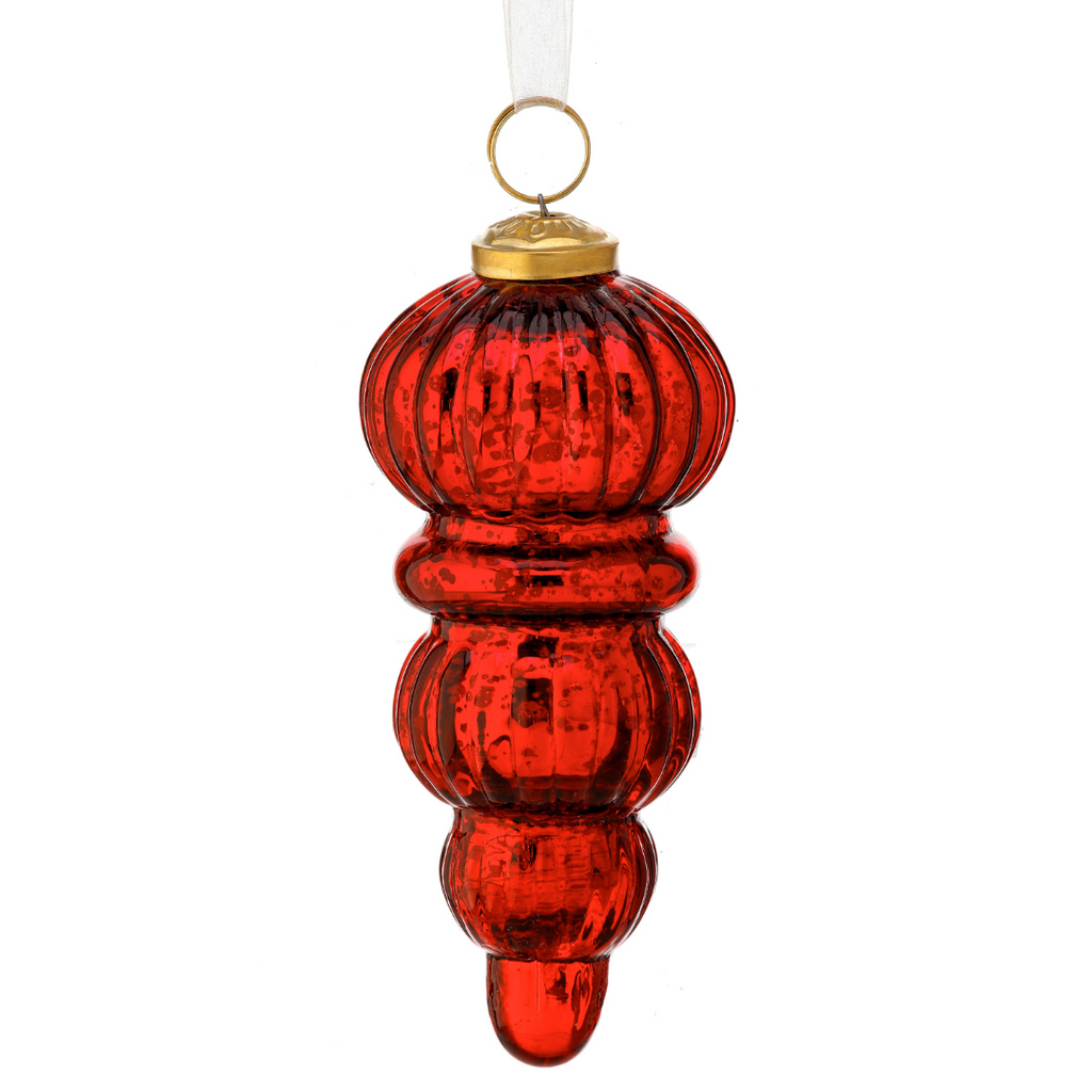 Glass Finial Ornament - Red, 6" - Monogram Market