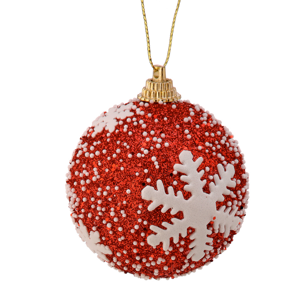 Snowflake Ball Ornament - Red, 2.5" - Monogram Market