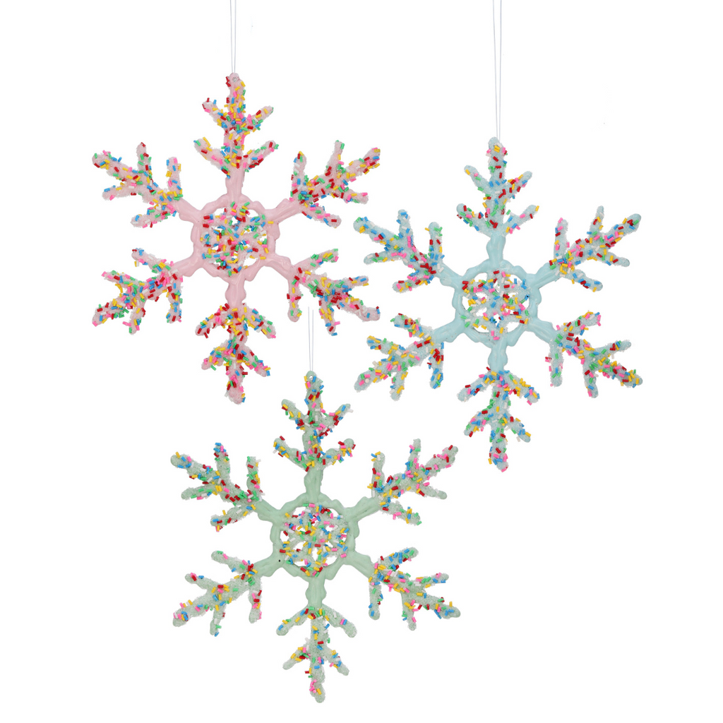 Pastel Sprinkle Snowflake Ornaments, 6.5" - Monogram Market