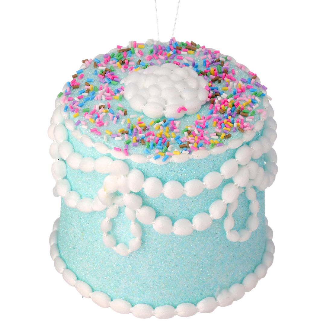 Decorated Cake Ornament - Blue