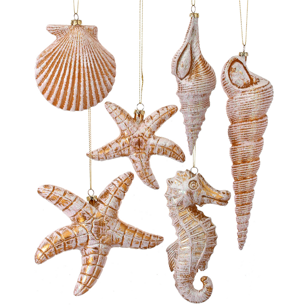 Glitter Seashore Ornaments, 4-9" - Monogram Market