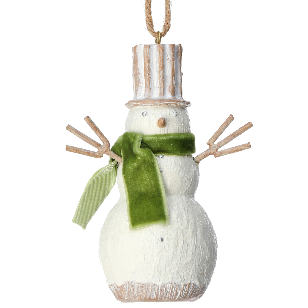 Resin Wood Snowman Ornament