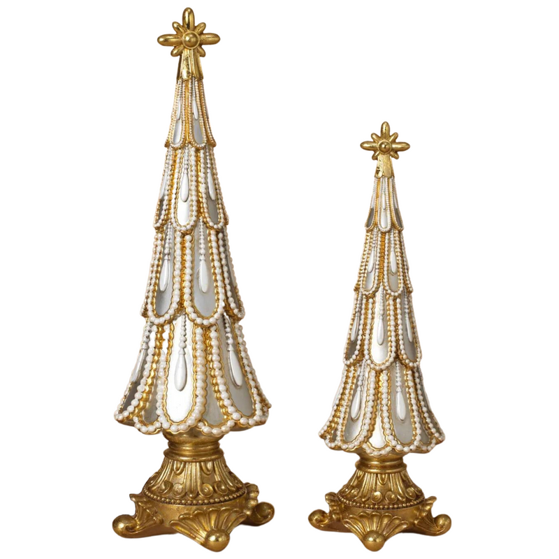 Ornate Pearl, Gold & Silver Christmas Trees - Monogram Market