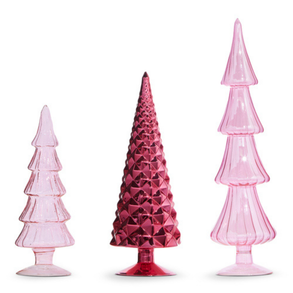 RAZ - Pink Glass Christmas Trees - Monogram Market