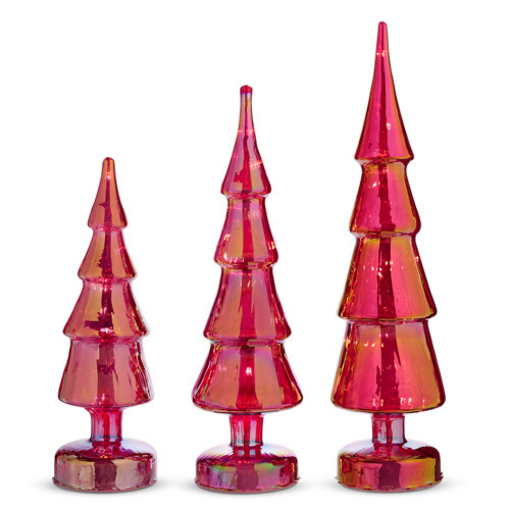 Raz Set of 3 Lighted Iridescent Glass Tree Christmas Decoration, Raz  Imports, raz Christmas, Christmas home decor
