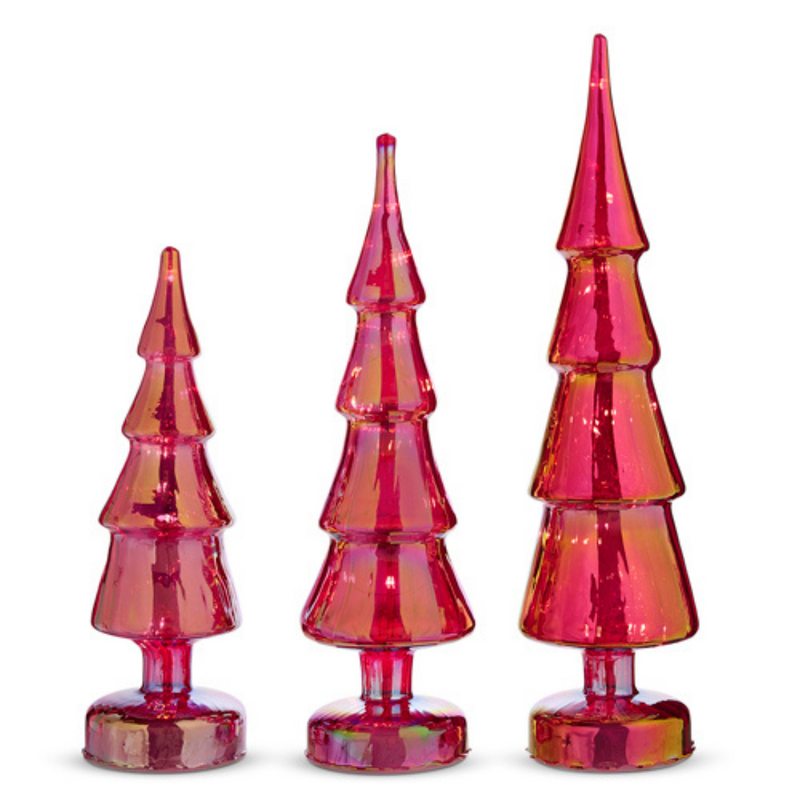 RAZ - Lighted Red Iridescent Trees - Monogram Market