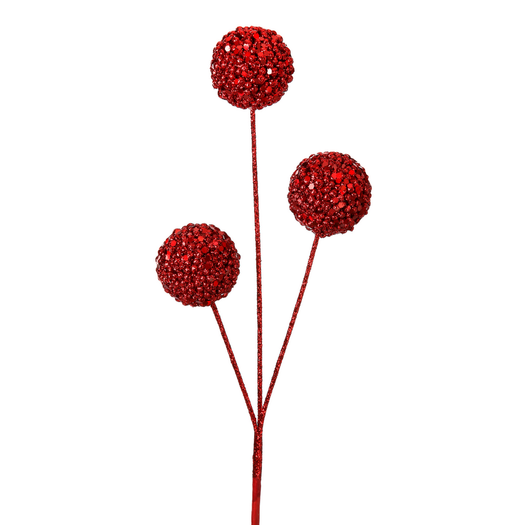 Red Glitter Ball Pick, 15” - Monogram Market