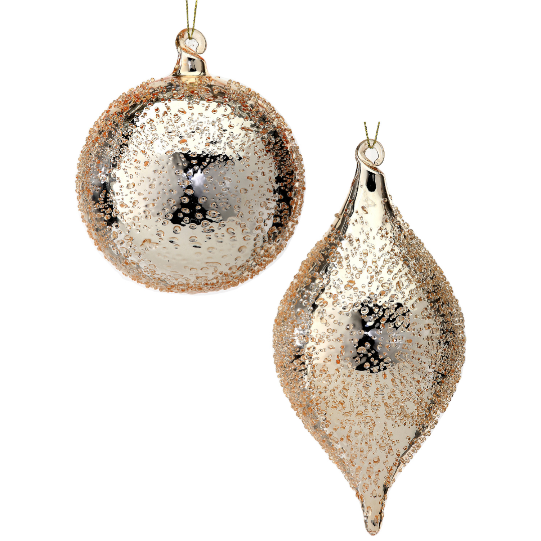 Champagne Gold Dimpled Ornaments