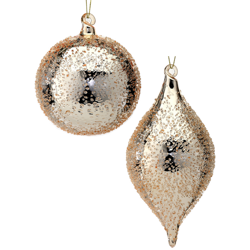 Champagne Gold Dimpled Ornaments, 4-5" - Monogram Market