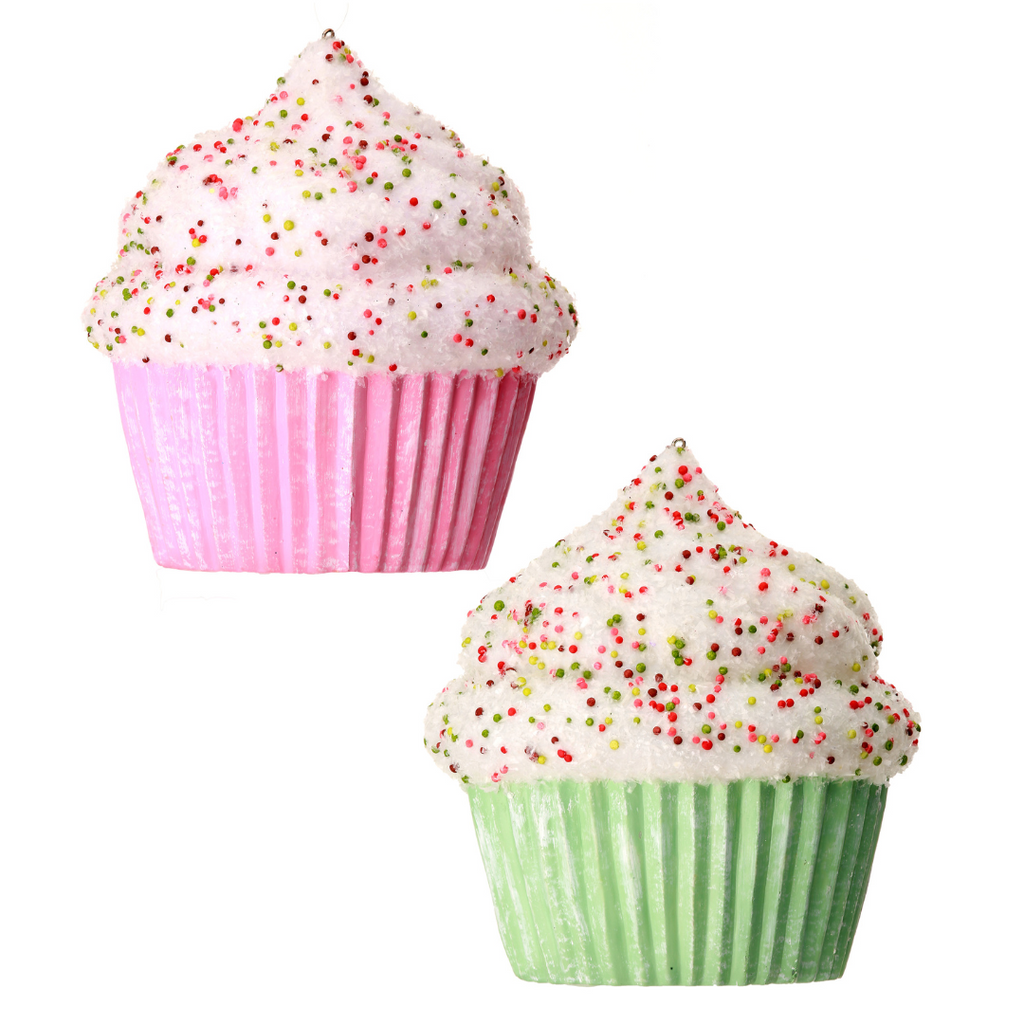 Pink/Green Cupcake Sprinkle Ornaments, 5.5” - Monogram Market