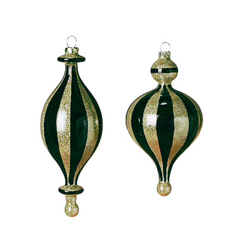 Glass Finial Ornaments - Black & Gold, 7.75" - Monogram Market