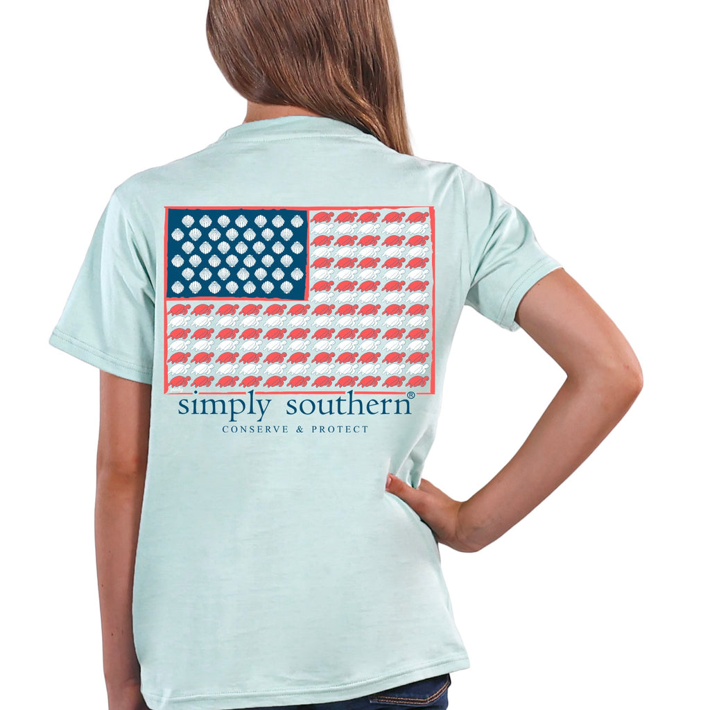 Simply Southern YOUTH - Short Sleeve Tee, TRACK FLAG - Monogram Market