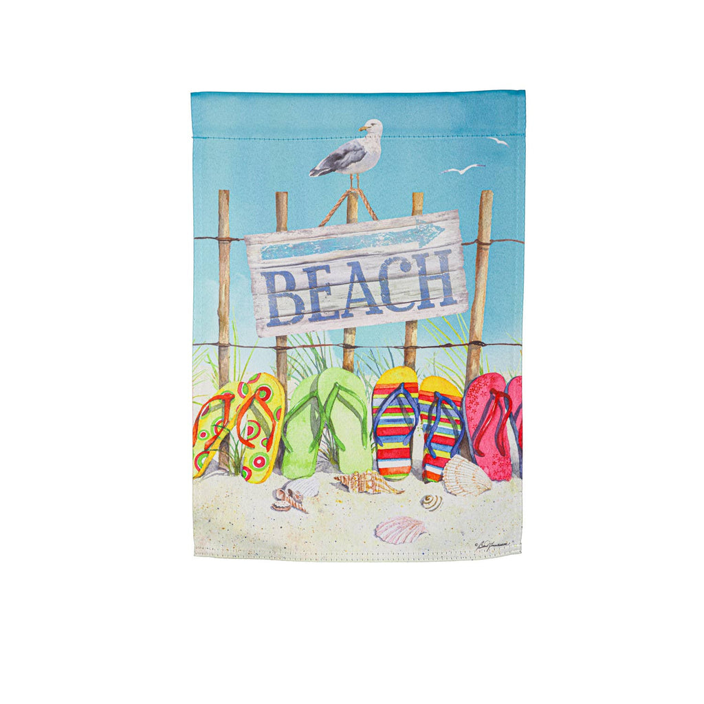Flip Flops on the Beach Garden Suede Flag - Monogram Market