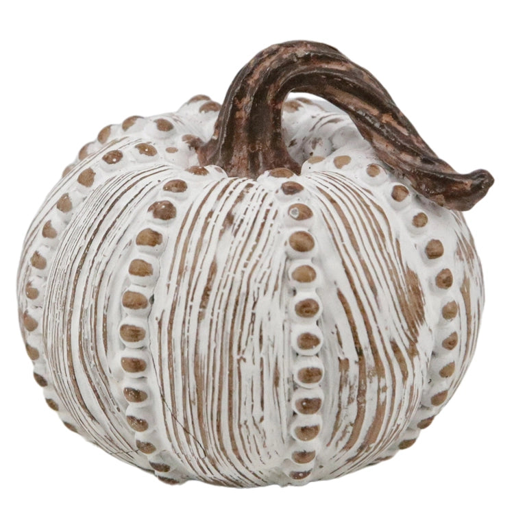 Neutral Beaded Resin Pumpkin, 4" - Monogram Market