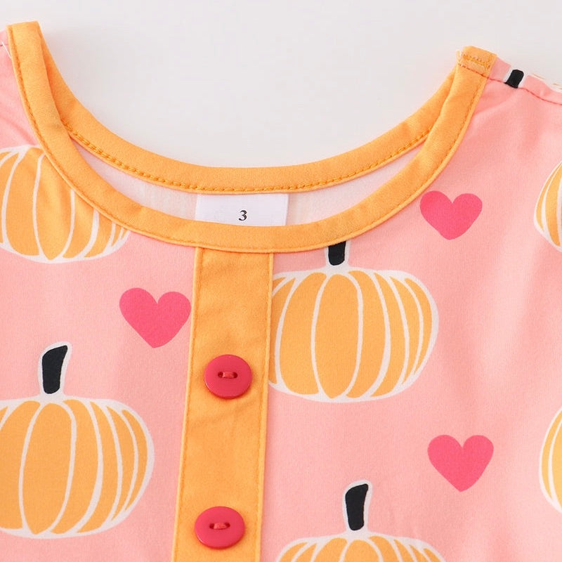 Pink Pumpkin Print Ruffle Dress - Monogram Market
