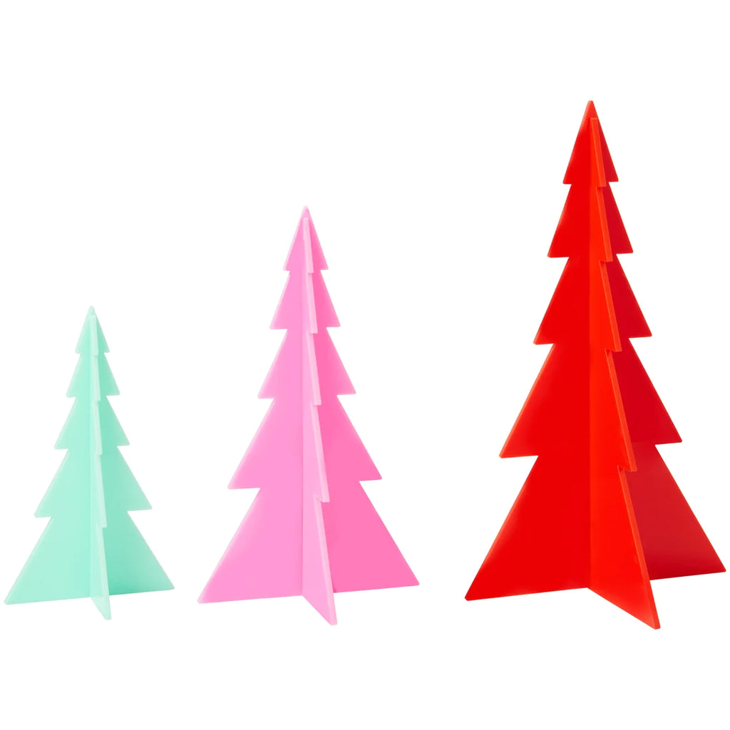 Acrylic Christmas Trees - Red, Light Pink & Mint - Monogram Market