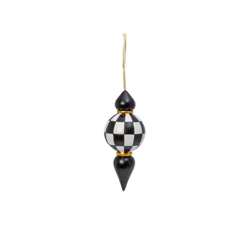 Black, White & Gold Resin Finial Christmas Ornaments, 4.9" - Monogram Market