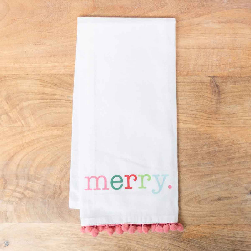 Merry Pom Pom Hand Towel - Monogram Market