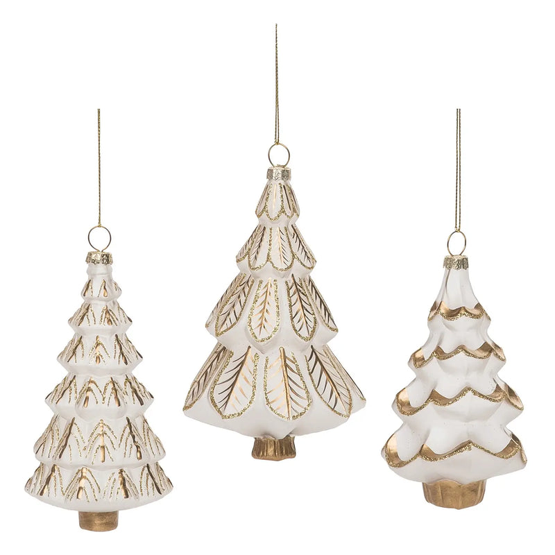 Glass Christmas Tree Shaped Ornaments - Gold, 5-6" - Monogram Market