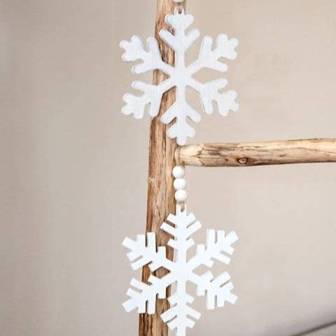 Beaded Wooden Snowflake Ornament - Thumbnail 2