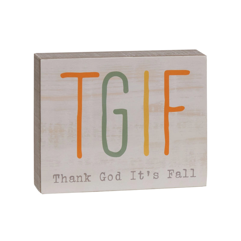 Fall Wood Decor Block, TGIF - Monogram Market