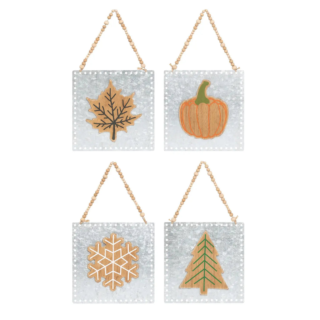 Reversible Fall & Christmas Hanging Signs - Monogram Market