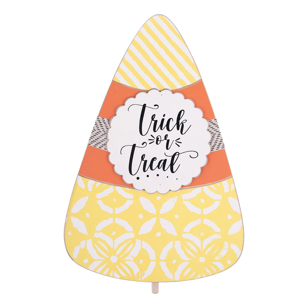 Trick or Treat Candy Corn Wood Topper - Monogram Market