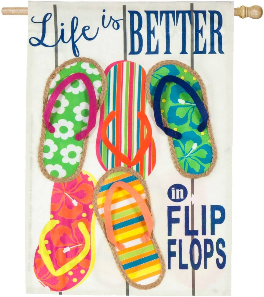 Life is Better in Flip Flops HOUSE Suede Flag - Monogram Market