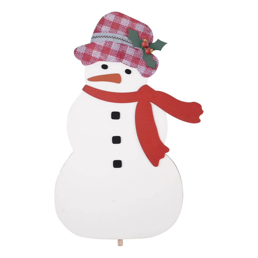 Snowman with Holly Hat Wood Topper - Monogram Market
