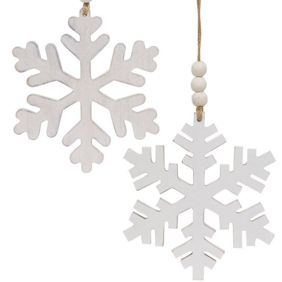 Beaded Wooden Snowflake Ornament