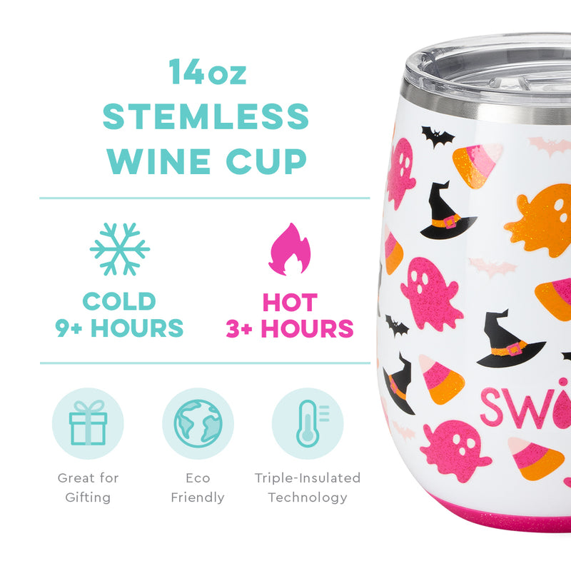 SWIG - 14 oz Stemless Wine Cup, Hey Boo - Monogram Market